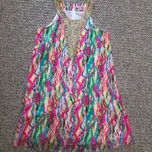Lilly Pulitzer Multi-Colored Dress w/Gold Neckline